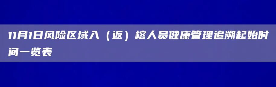 11月1日风险区域入（返）榕人员健康管理追溯起始时间一览表