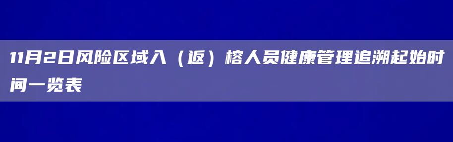 11月2日风险区域入（返）榕人员健康管理追溯起始时间一览表