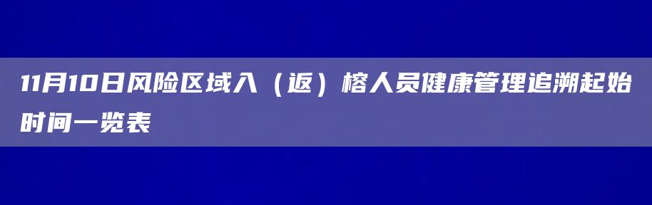 11月10日风险区域入（返）榕人员健康管理追溯起始时间一览表