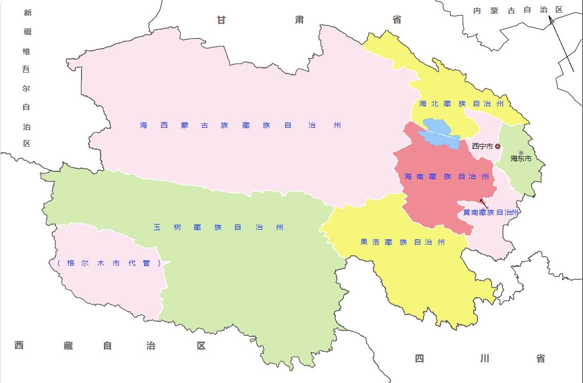 青海行政区划：2个地级市6个自治州