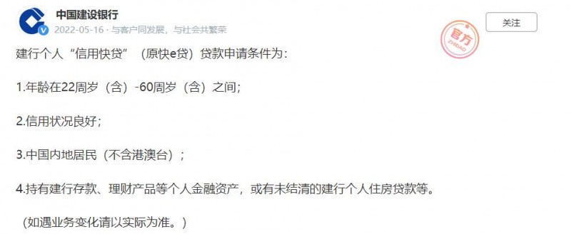 建行“信用快贷”