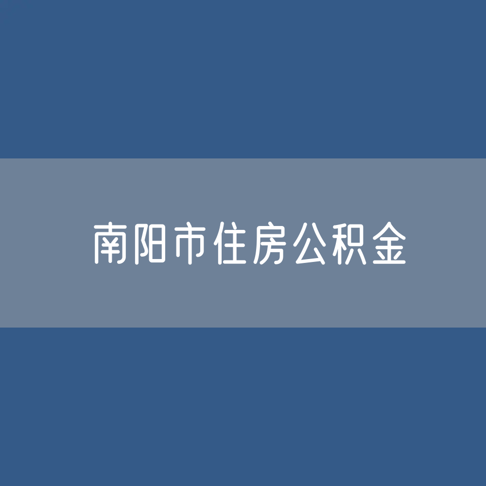 南阳市住房公积金缴存提取贷款数据