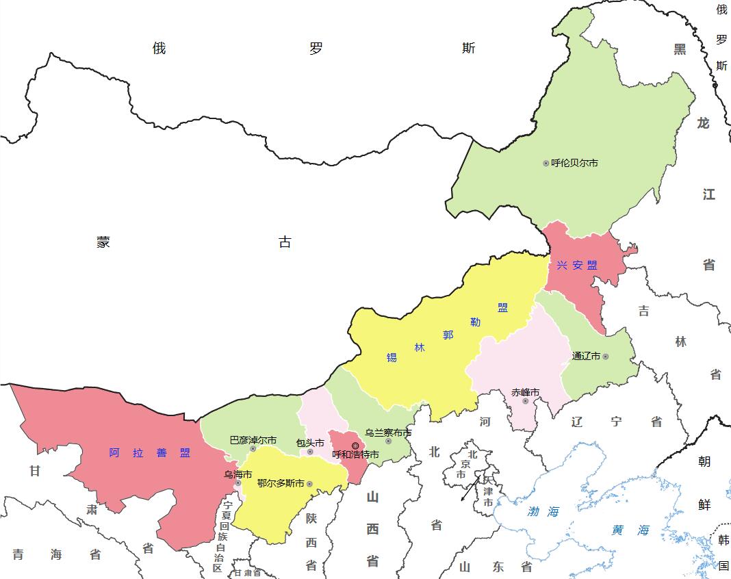 内蒙古各地面积、行政区划代码、区号、邮编