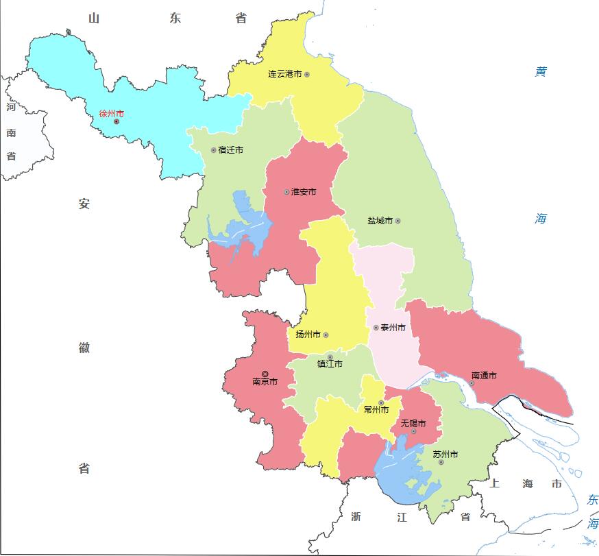 江苏省各地面积、行政区划代码、区号、邮编