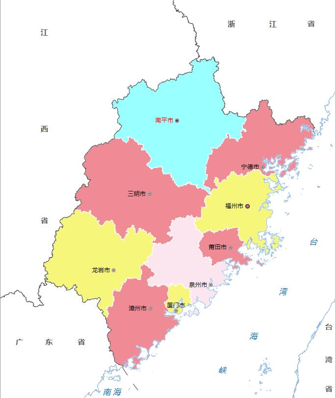 福建省各地面积、行政区划代码、区号、邮编