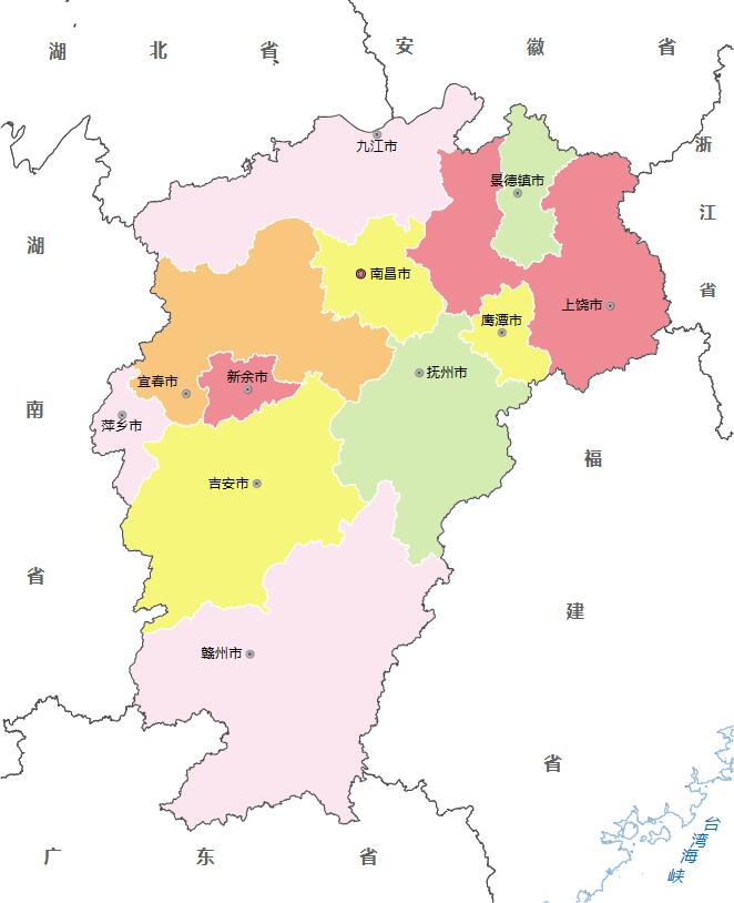江西省各地面积、行政区划代码、区号、邮编