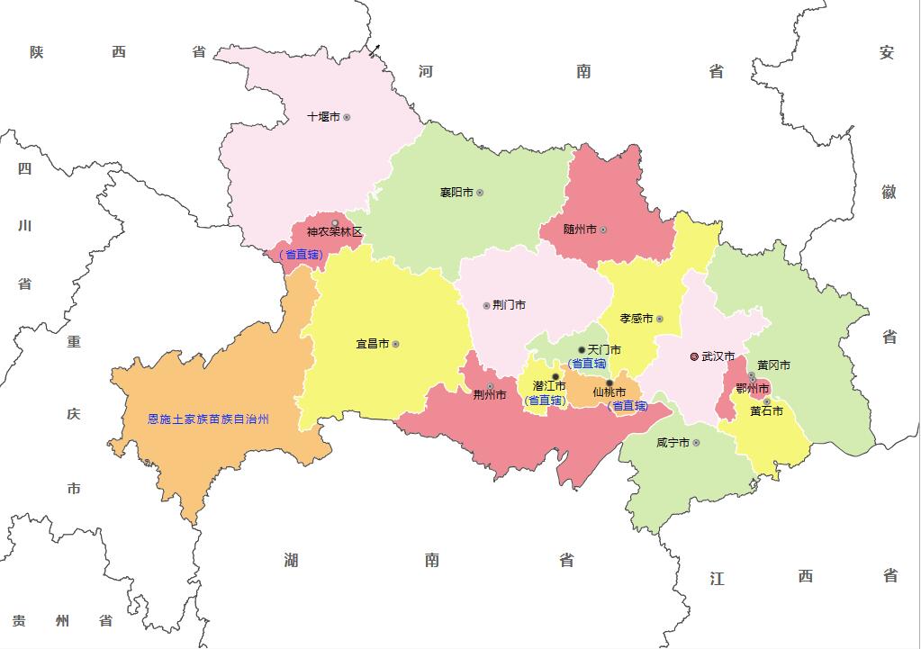 湖北省各地面积、行政区划代码、区号、邮编