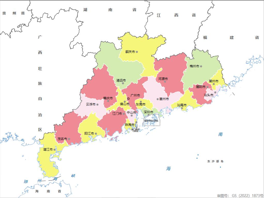 广东省各地面积、行政区划代码、区号、邮编