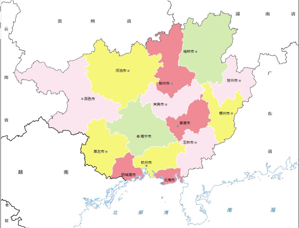 广西各地面积、行政区划代码、区号、邮编