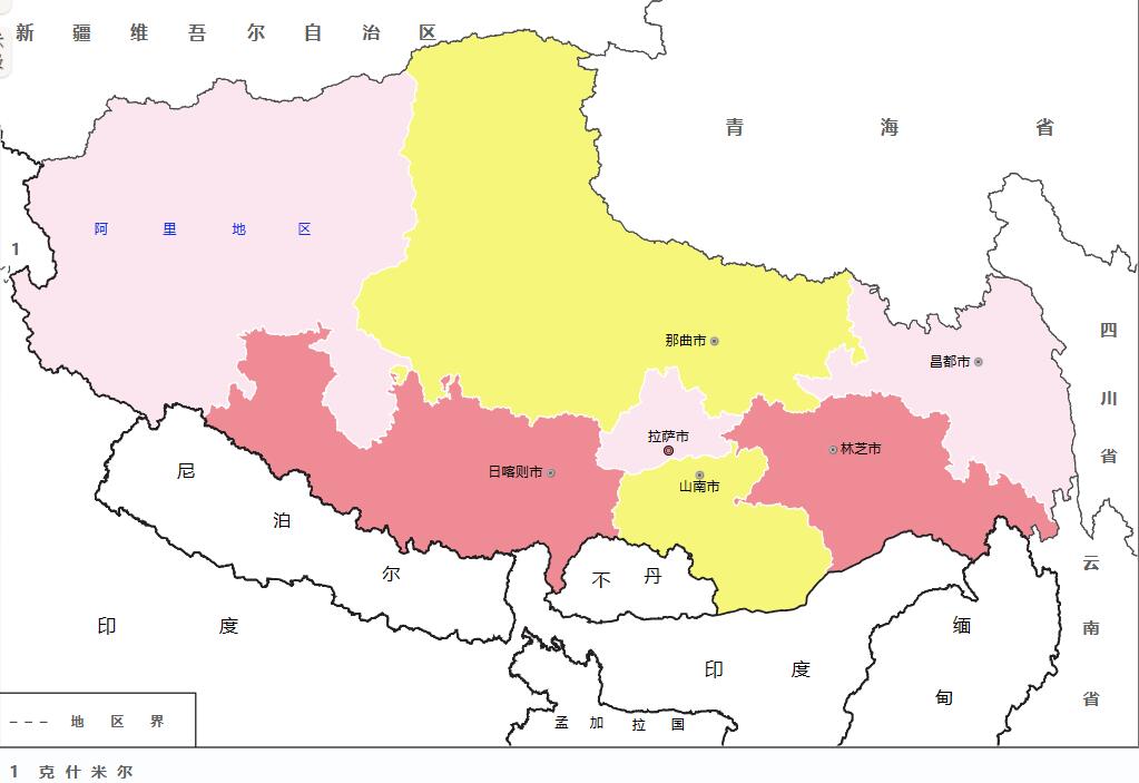 西藏各地面积、行政区划代码、区号、邮编