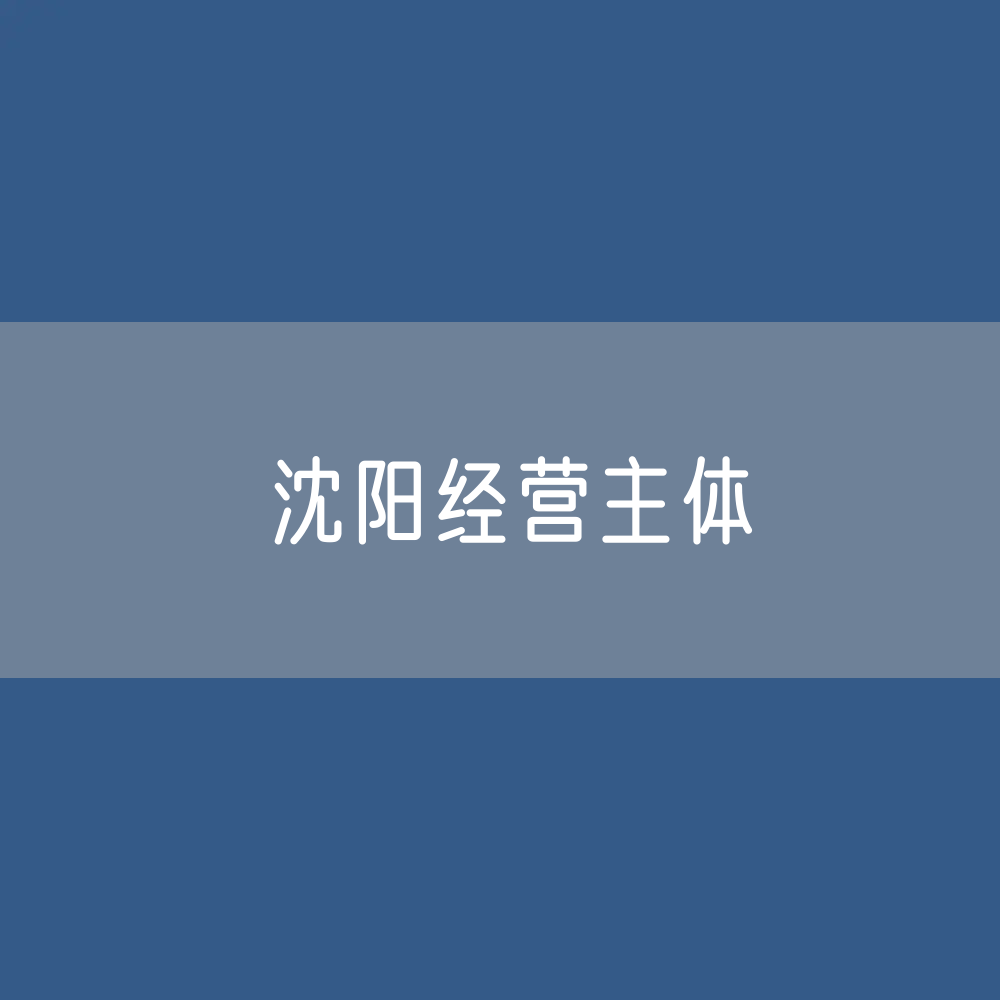 沈阳有多少市经营主体？