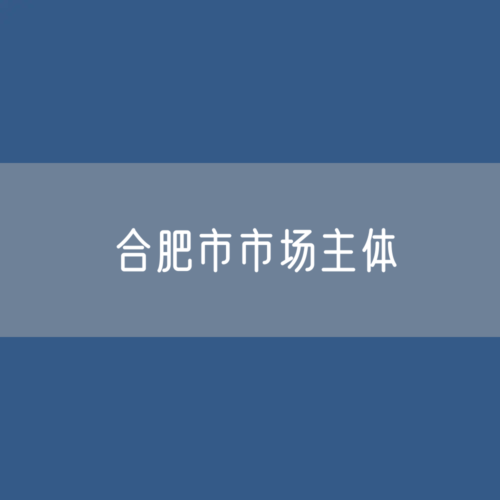 合肥市有多少市场主体？