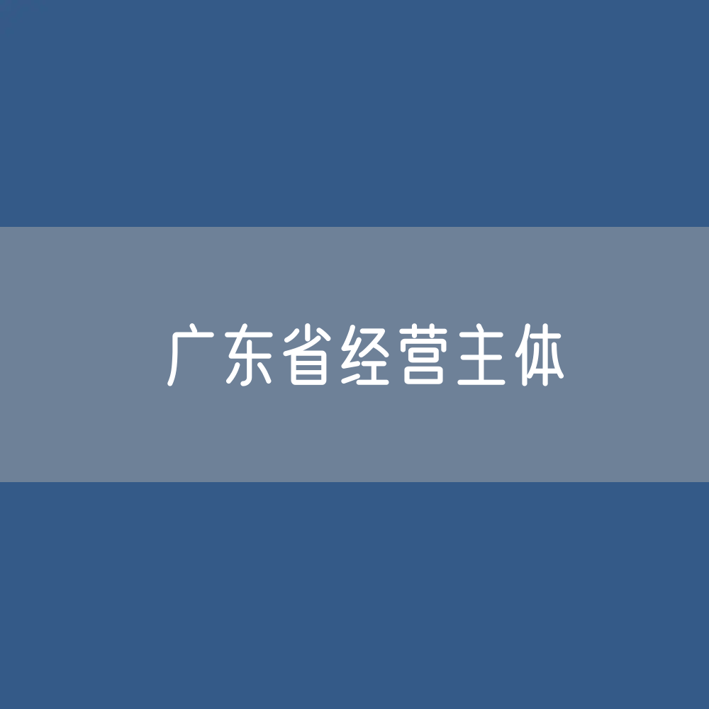 广东省有多少经营主体？