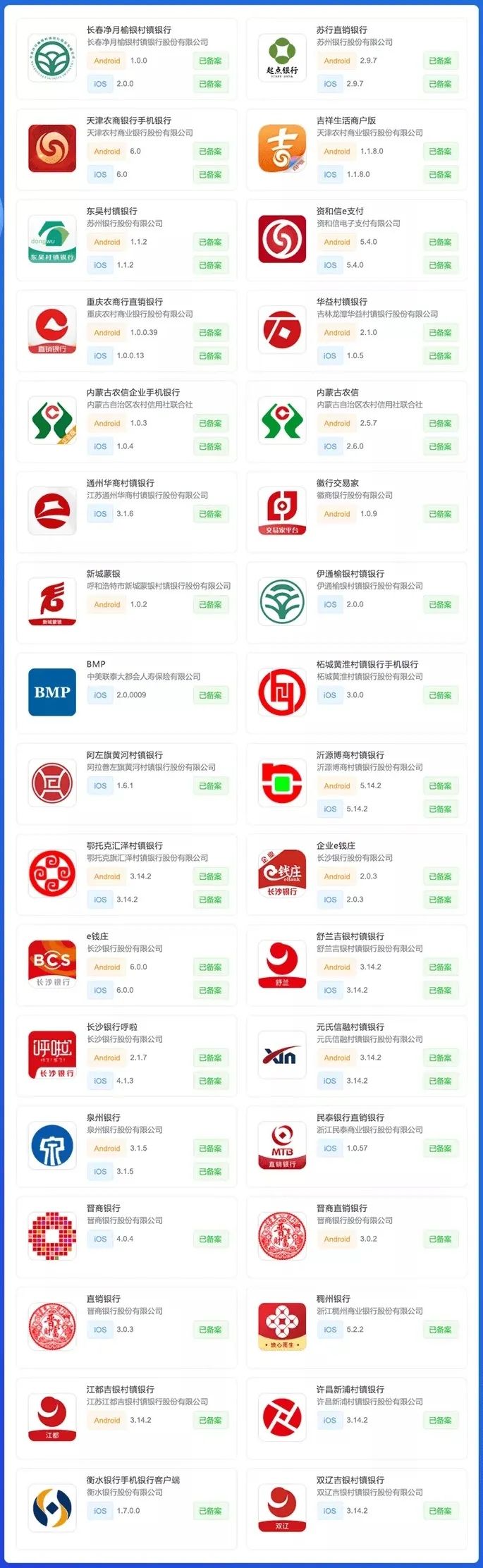 移动金融客户端应用软件实名备案名单公布（第十六批）