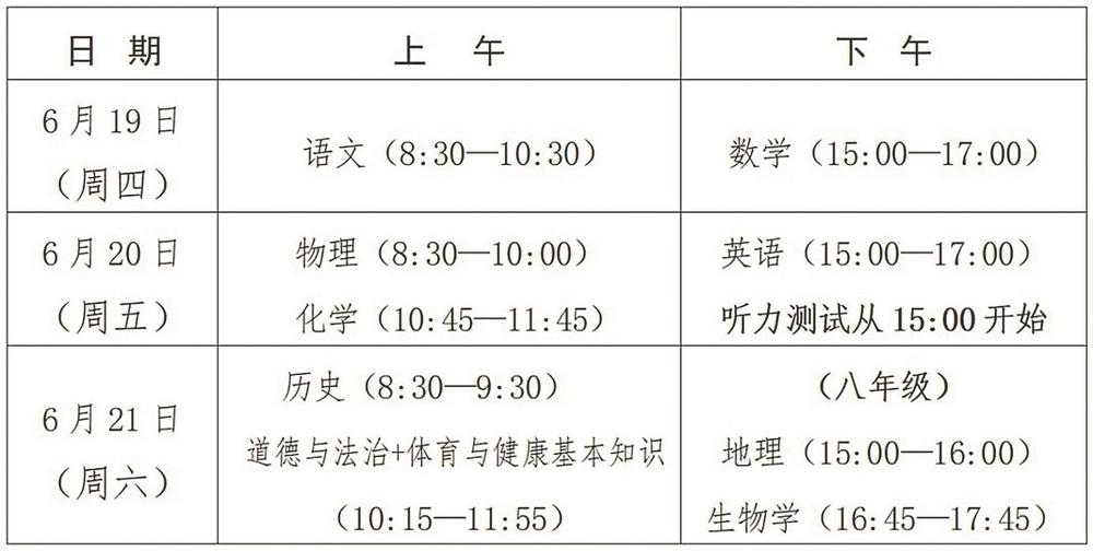 2025年福建中考时间——6月19日至21日举行