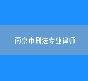 南京市刑法专业律师