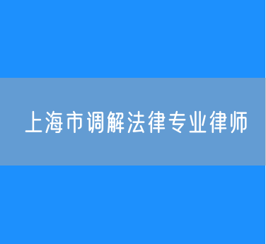 上海市调解法律专业律师