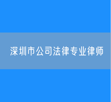 深圳市公司法律专业律师
