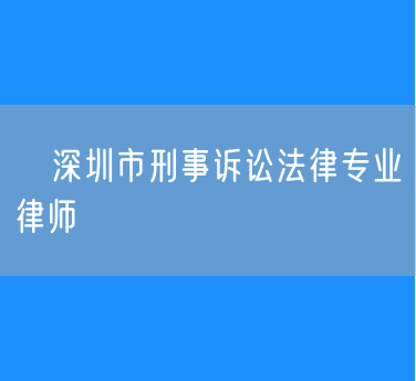 ​深圳市刑事诉讼法律专业律师