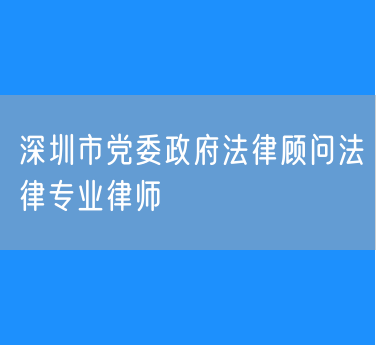 深圳市党委政府法律顾问法律专业律师