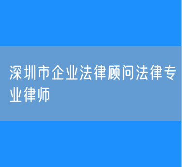 深圳市企业法律顾问法律专业律师