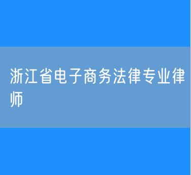 浙江省电子商务法律专业律师