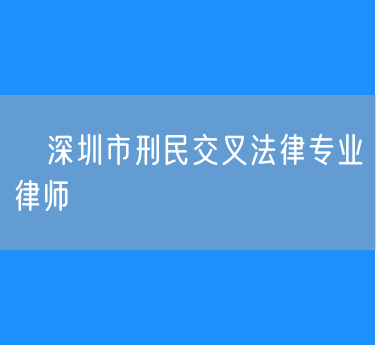 ​深圳市刑民交叉法律专业律师
