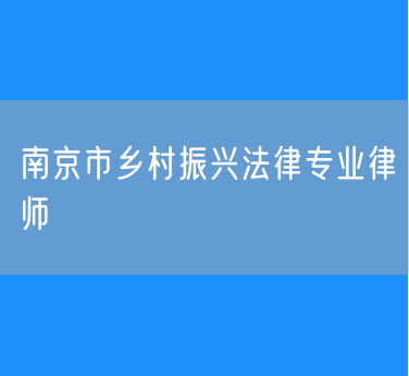南京市乡村振兴法律专业律师