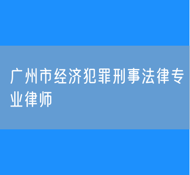 广州市经济犯罪刑事法律专业律师