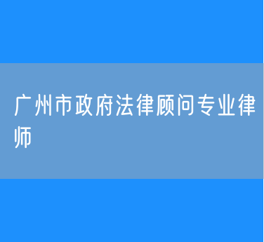 广州市政府法律顾问专业律师