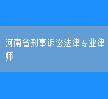 河南省刑事诉讼法律专业律师