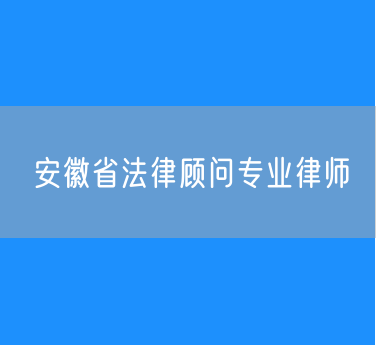 安徽省法律顾问专业律师