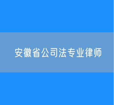 安徽省公司法专业律师