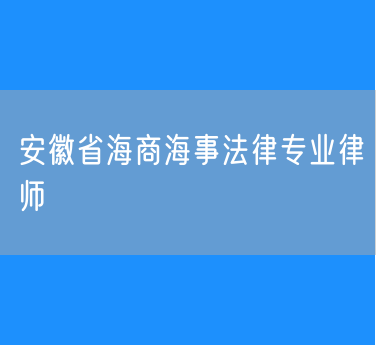 安徽省海商海事法律专业律师