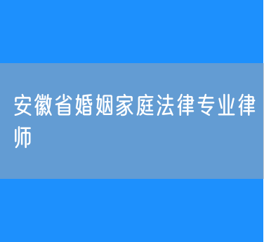 安徽省婚姻家庭法律专业律师