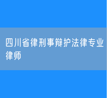 四川省律刑事辩护法律专业律师