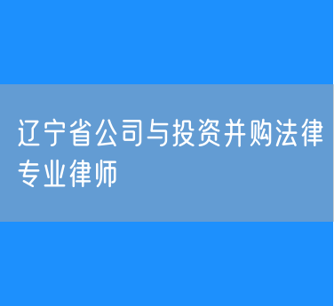 辽宁省公司与投资并购法律专业律师