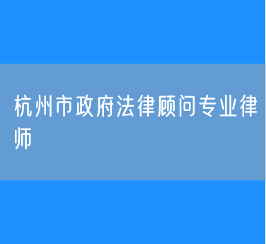 杭州市政府法律顾问专业律师