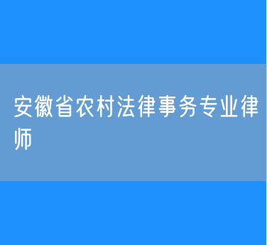 安徽省农村法律事务专业律师