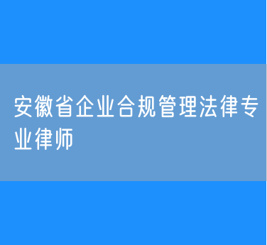 安徽省企业合规管理法律专业律师