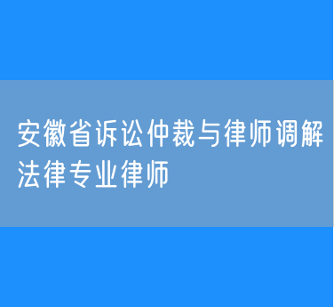 安徽省诉讼仲裁与律师调解法律专业律师