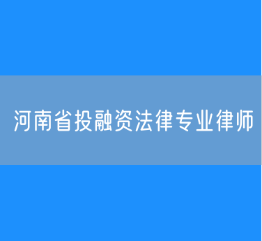 河南省投融资法律专业律师