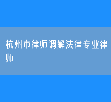 杭州市律师调解法律专业律师