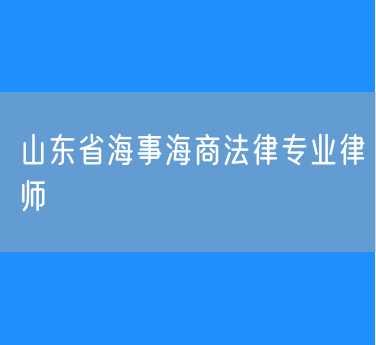 山东省海事海商法律专业律师