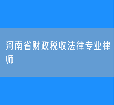 河南省财政税收法律专业律师
