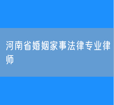 河南省婚姻家事法律专业律师