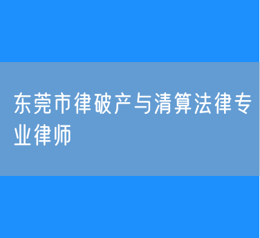 东莞市律破产与清算法律专业律师