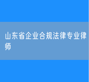 山东省企业合规法律专业律师