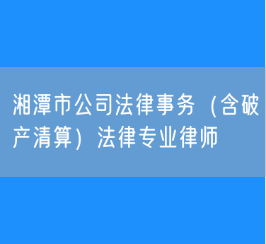 湘潭市公司法律事务（含破产清算）法律专业律师