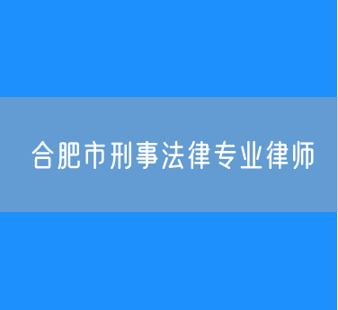 合肥市刑事法律专业律师